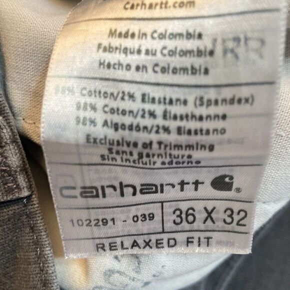 Carhartt Gray Relaxed Fit Utility Work Pants Men Size 36x32 - Picture 10 of 11